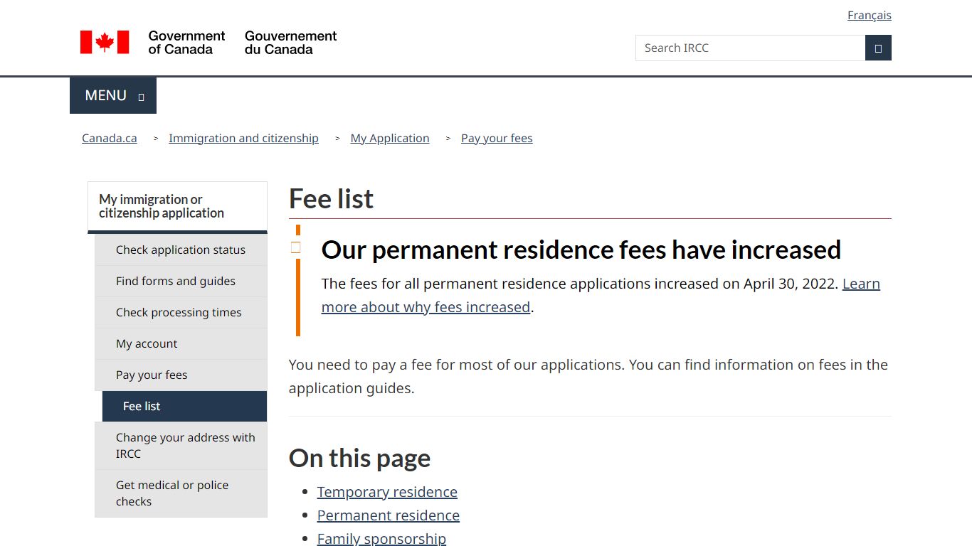 Fee list - ircc.canada.ca